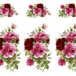 Vintage Image Shabby Colored Roses Large Decoupage Labels Waterslide Decal FL526 