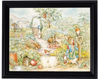 Vintage Image Nursery Peter Rabbit Garden Bunny Decor Art Wall Print ~ Unframed ~ Giclee #2