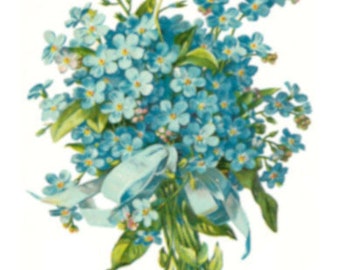 Vintage Image Victorian Shabby Forget-me-nots Bouquet Transfers