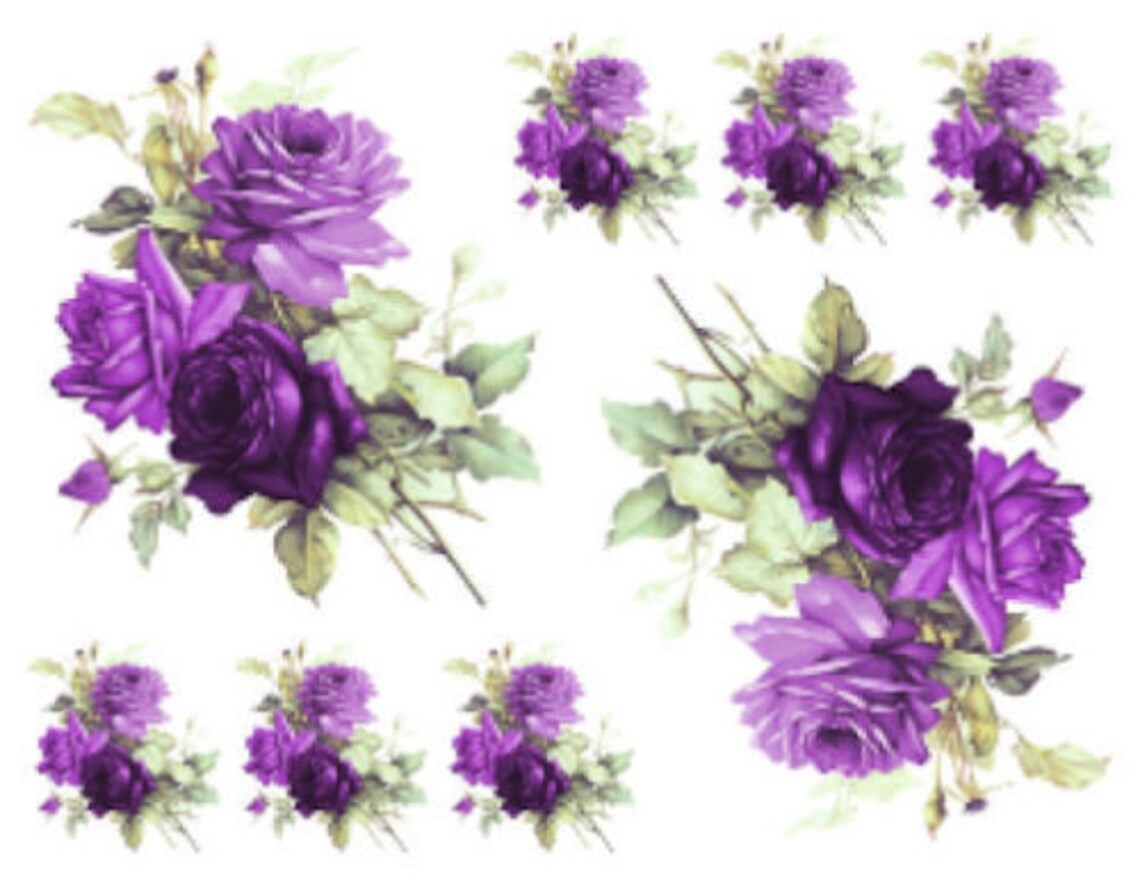 Vintage Image Shabby Victorian Purple Cabbage Roses Furniture Transfer ...