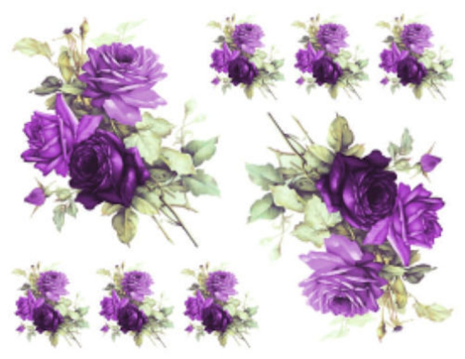 Vintage Image Shabby Victorian Purple Cabbage Roses Furniture Transfer ...