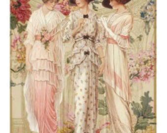 Vintage Image Victorian Women Ladies In Fashion Furniture Transfers Shabby Waterslide Decals WOM919