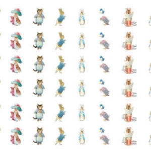 May include: A set of 36 colorful stickers featuring Peter Rabbit, Benjamin Bunny, and other characters from Beatrix Potter's stories. The stickers are perfect for adding a touch of whimsy to your crafts, gifts, or home decor.