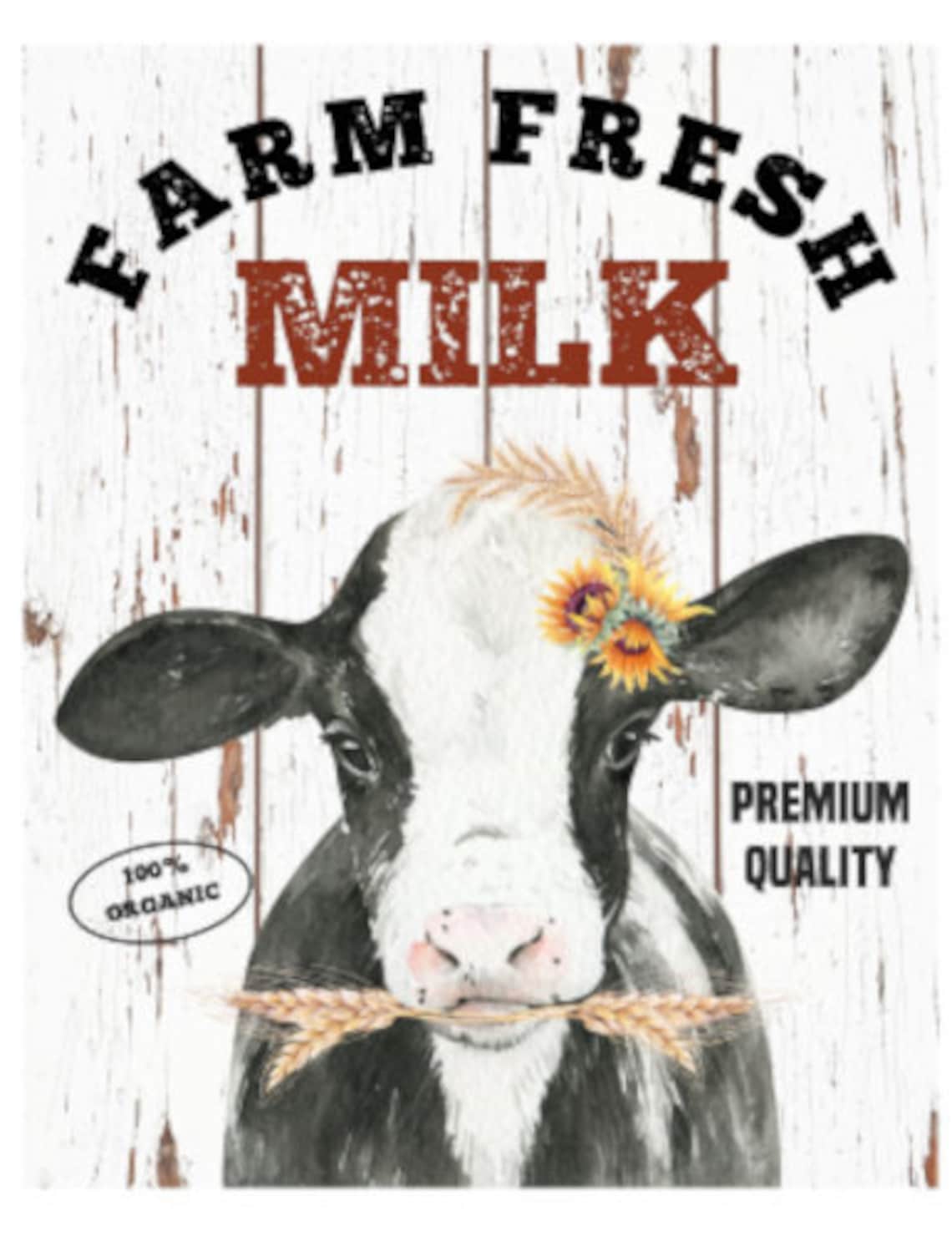 Vintage Image Farm Fresh Milk Cow Dairy Labels Transfers Etsy Canada