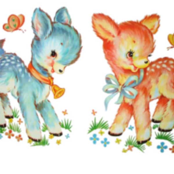 Vintage Image Retro Nursery Baby Deer Furniture Transfers Waterslide Decals~ AN510