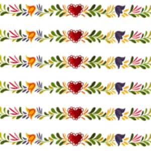 Vintage Image Retro Folk Art Flowers Hearts Banner Swag Transfers Decals FL553