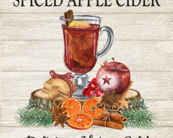 Grunge Farmhouse Kitchen Spiced Apple Cider, Mulled Wine, Country Kitchen, Farmhouse Decor, Art Sign and Prints, Digital Download