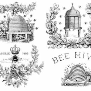 Vintage Bee Hive Honey Bees Labels Furniture Transfers Waterslide Decals MIS619