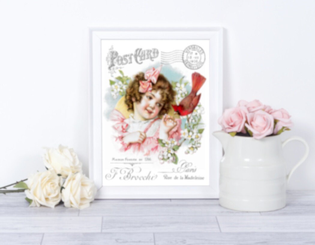 Vintage Image Victorian Christmas Woman Poinsettia Waterslide Decals CHR256