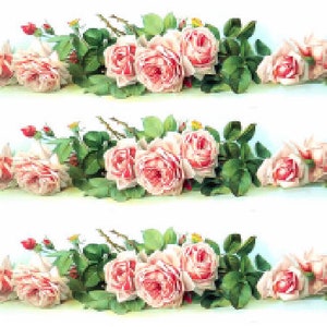 Vintage Image Shabby Victorian Pink Roses Swag Transfers Waterslide Decals FL333