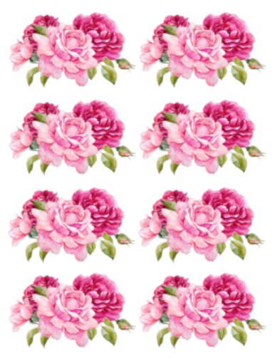 Handpainted Cabbage Shabby Pink Roses Swags Transfers Decoupage ...