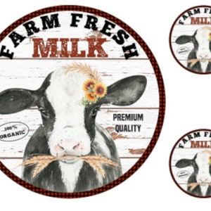 Vintage Image Farm Fresh Milk Cow Dairy Labels Transfers Waterslide Decal MIS682