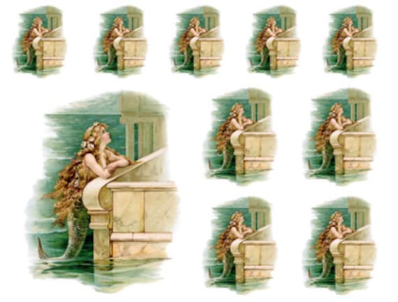 Vintage Image Little Mermaid Hans Andersen Fairy Tale Waterslide 