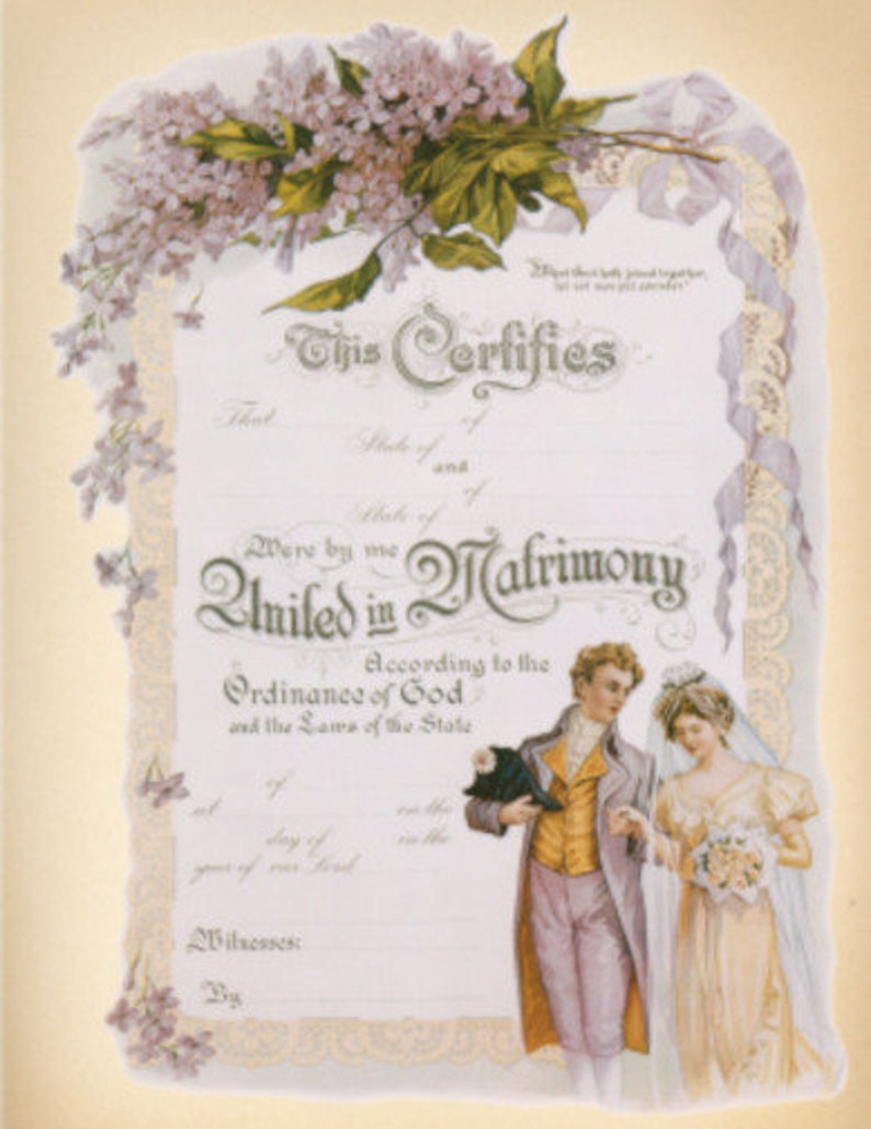 Vintage Marriage Certificate Digital Image Clip Art Cardmaking - Etsy