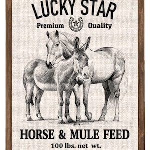 Vintage Grunge Background Farmhouse, Horse and Mule Feed Sack, Primitive, Rustic Country Decor, DIY Sign and Art Print Digital Download