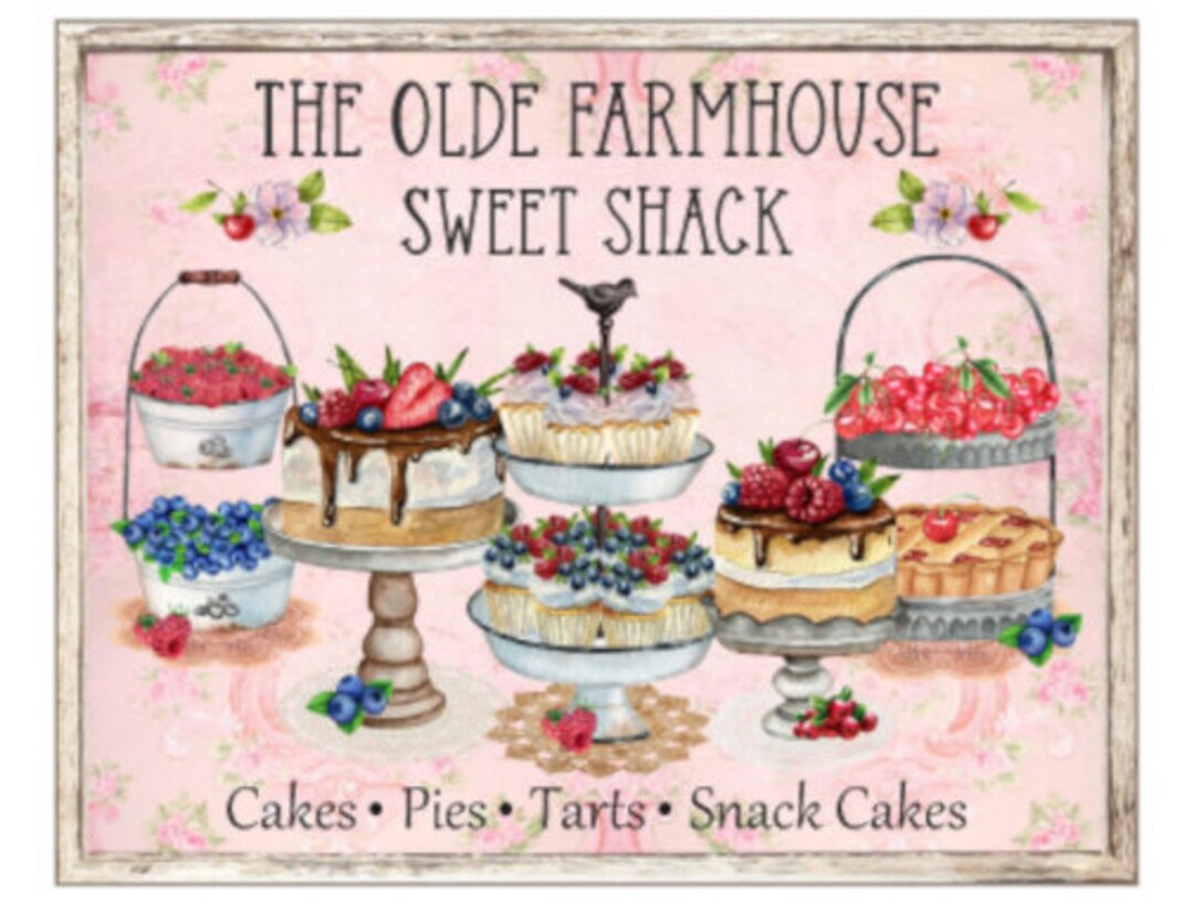 Vintage Grunge Wood Farmhouse Bakery Bake Shop Cakes Waterslide Decals