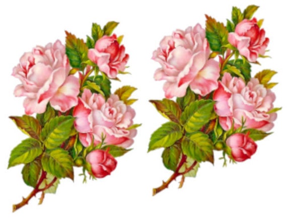 VinTaGe IMaGe XXL PinK FLoWeR FaiRY ShaBby WaTerSLiDe DeCALs ~FurNiTuRe SiZe~ 