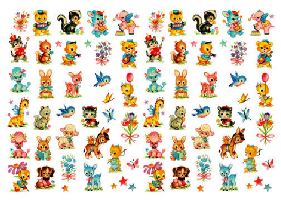 Vintage Image Nursery Tiny Baby Animals Dollhouse Miniatures Etsy