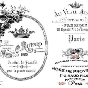 Vintage Image French Advertising Labels Furniture Transfers Waterslide Decals MIS590