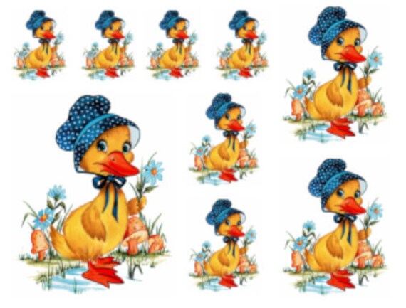 Vintage Image Shabby Retro Nursery Mother Duck Wearing