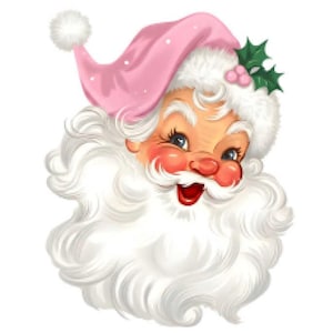 Vintage Shabby Retro rosa Mütze Hut Nikolaus Kopf Weihnachten Digital Download — Printable Ephemera