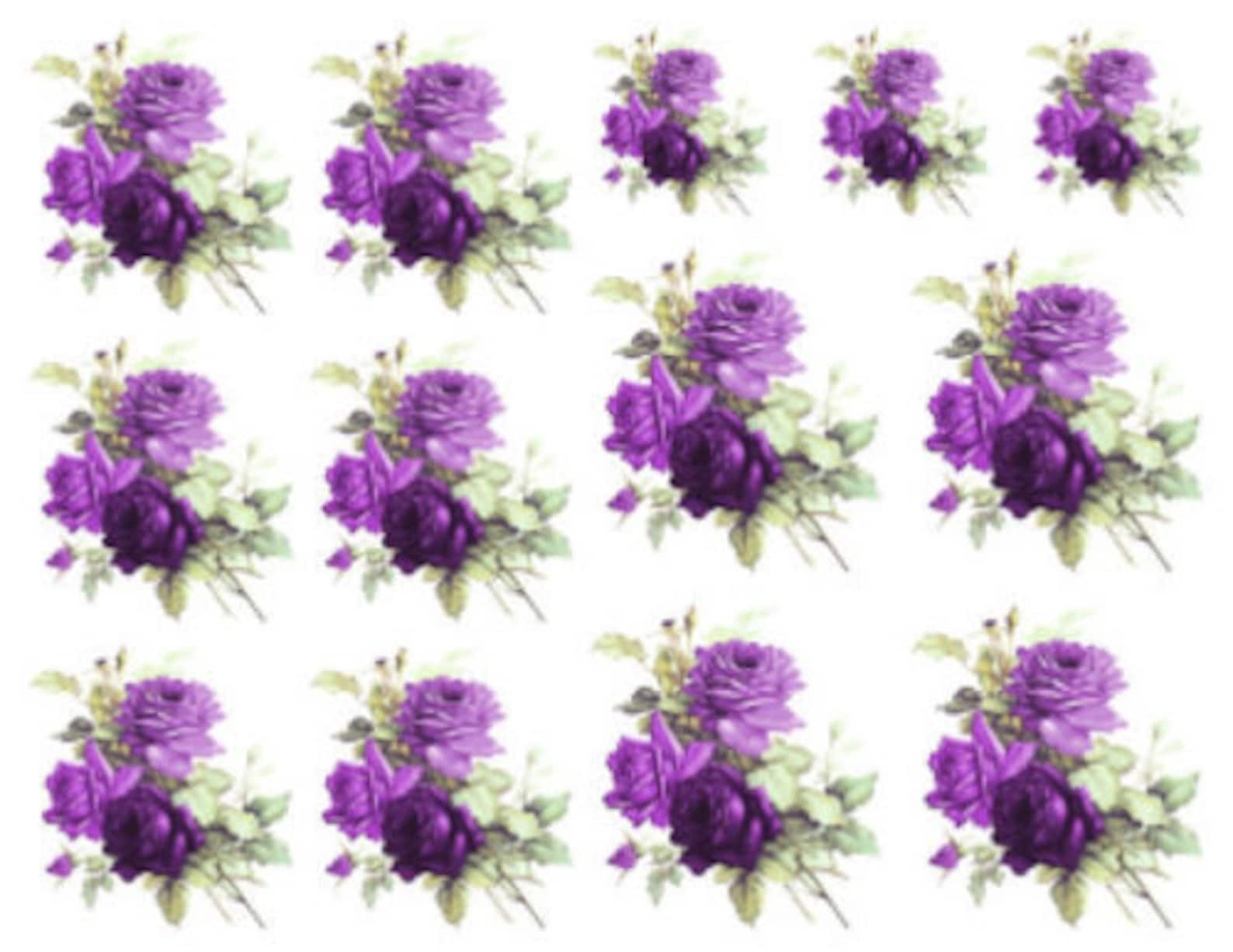 Vintage Image Shabby Victorian Purple Cabbage Roses Furniture Transfer ...