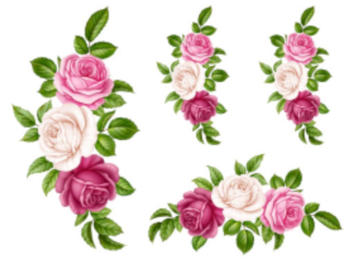 Handpainted Cabbage Shabby Pink Roses Swags Transfers Decoupage ...
