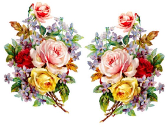 Vintage Image Shabby Romantic Victorian Roses Flower Bouquet