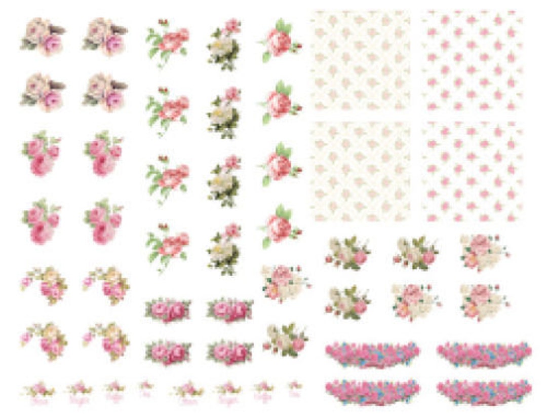 Vintage Image Pink Roses Flowers Transfers Waterslide Decals Shabby ...
