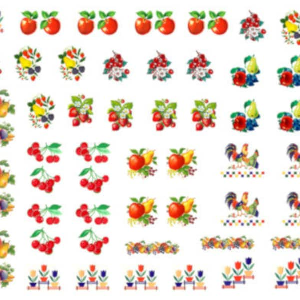 Vintage Image Retro Fruit Assortment Decal Dollhouse Miniatures Découpage~ MIN300