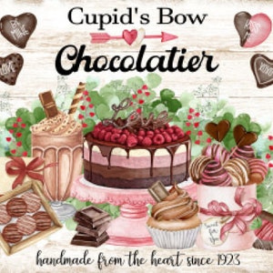 Wood Grunge Background Valentine, Cupid, Chocolate, Sweets, Baking, Kitchen Farmhouse Decor, Art Sign and Print, Digital Download