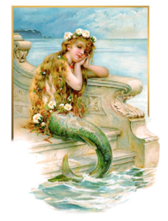 VinTaGe IMaGe XL ReTrO MerMaiDs ShaBby WaTerSLiDe DeCALs TRaNsFeRs
