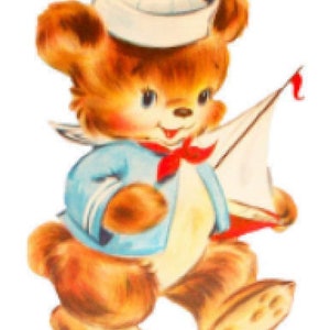 vintage Image Shabby Retro Nursery Sailor Teddy Bear Transferts Toboggan Aquatique Décalcomanies AN730