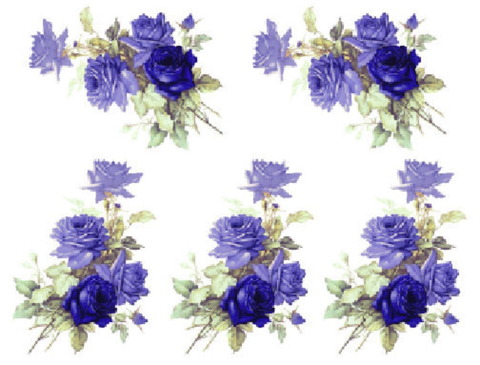 Blue English Roses Vintage Image Bright Blue English Roses Large Transfers Waterslide ...
