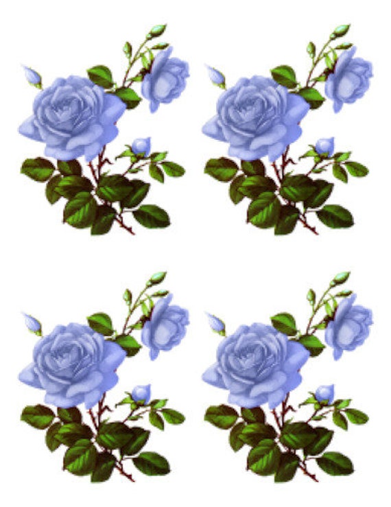 Vintage Image Shabby Colored Roses Large Decoupage Labels Waterslide