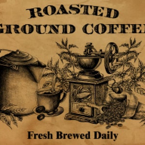 Vintage Grunge Background Farmhouse, Roasted Ground Coffee, Primitive, Rustic Country Decor, DIY Sign and Art Print Digital Download