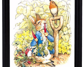 Vintage Image Nursery Peter Rabbit Garden Bunny Decor Art Wall Print ~ Unframed ~ Giclee