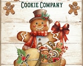 Vintage Grunge Background Country Christmas, Bakery, Gingerbread Cookies, Gingerbread Men, Farmhouse, Art Sign and Print Digital Download