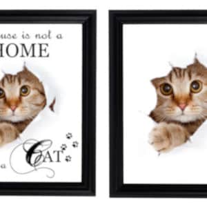 Peek A Boo Kitten Cat Home Saying Decor Wall Art Print~Giclee~Unframed