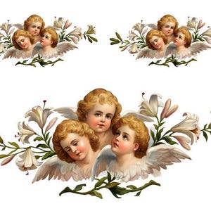 Vintage Image Angels, Cherubs, Lilies, Easter, Transfers Waterslide Decals ANG051