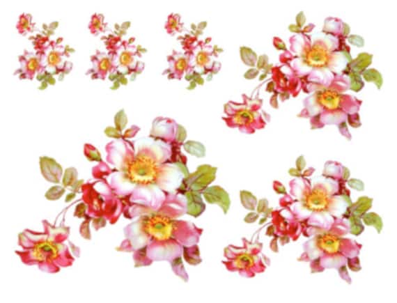 VinTaGe IMaGe XXL PinK FLoWeR FaiRY ShaBby WaTerSLiDe DeCALs ~FurNiTuRe SiZe~ 