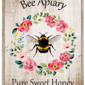 Vintage Grunge Wood Bee Apiary Farm Yard Shabby Roses Digital Download — Printable Ephemera