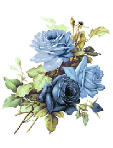 Vintage Image Blue English Roses Furniture Transfers Waterslide Decal…