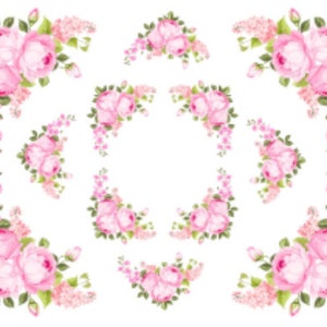 Shabby Cabbage Roses Swags Corners Furniture Transfers Decoupage ...