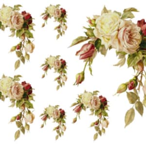 Vintage Image Victorian Old Fashion Roses Transfers Waterslide Decals~ FL172