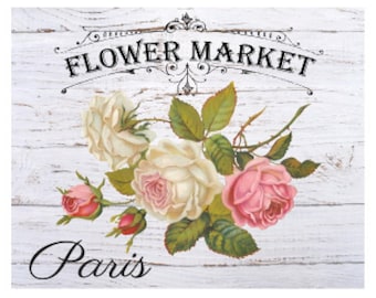 Vintage Image French Advertising Labels Roses Transfers Flower Market Decals FL522A