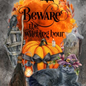 Vintage Grunge Halloween Pumpkins, Pumpkin Grave, Black Cat, DIY Printable Ephemera Cardmaking Mixed Media Graphic Design Digital Download