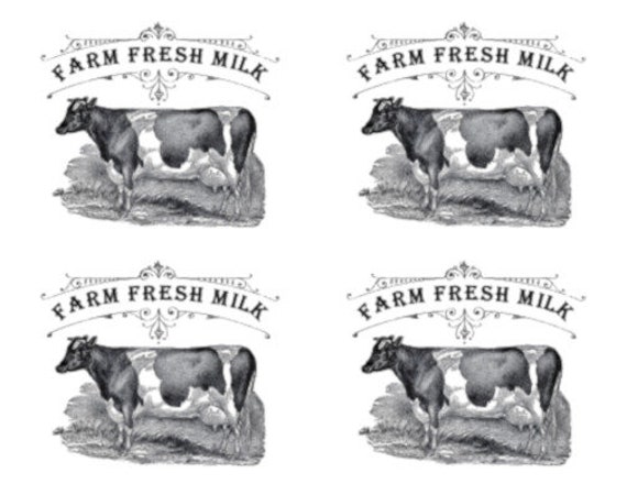 Vintage Image Farm Fresh Milk Cow Dairy Furniture Labels Etsy