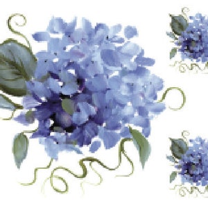 Shabby Hand Painted Blue Hydrangeas Furniture Transfers Waterslide Decals FL527