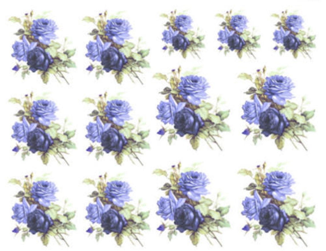 Vintage Image Victorian Shabby Blue Delft Roses Furniture Transfers ...